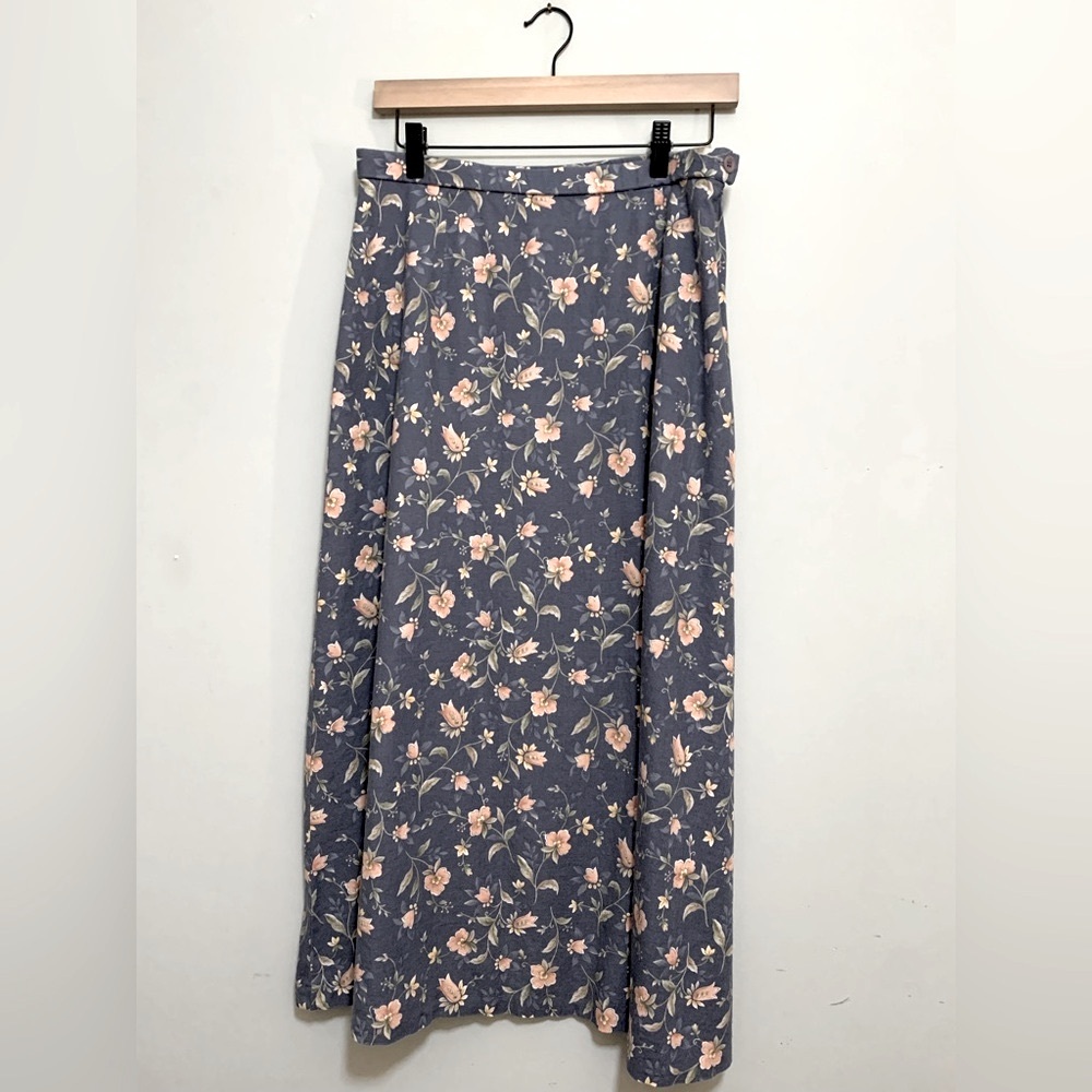 Pendleton Vintage Prairie Skirt Floral Side Zip  Size 12 Linen Rayon Blend